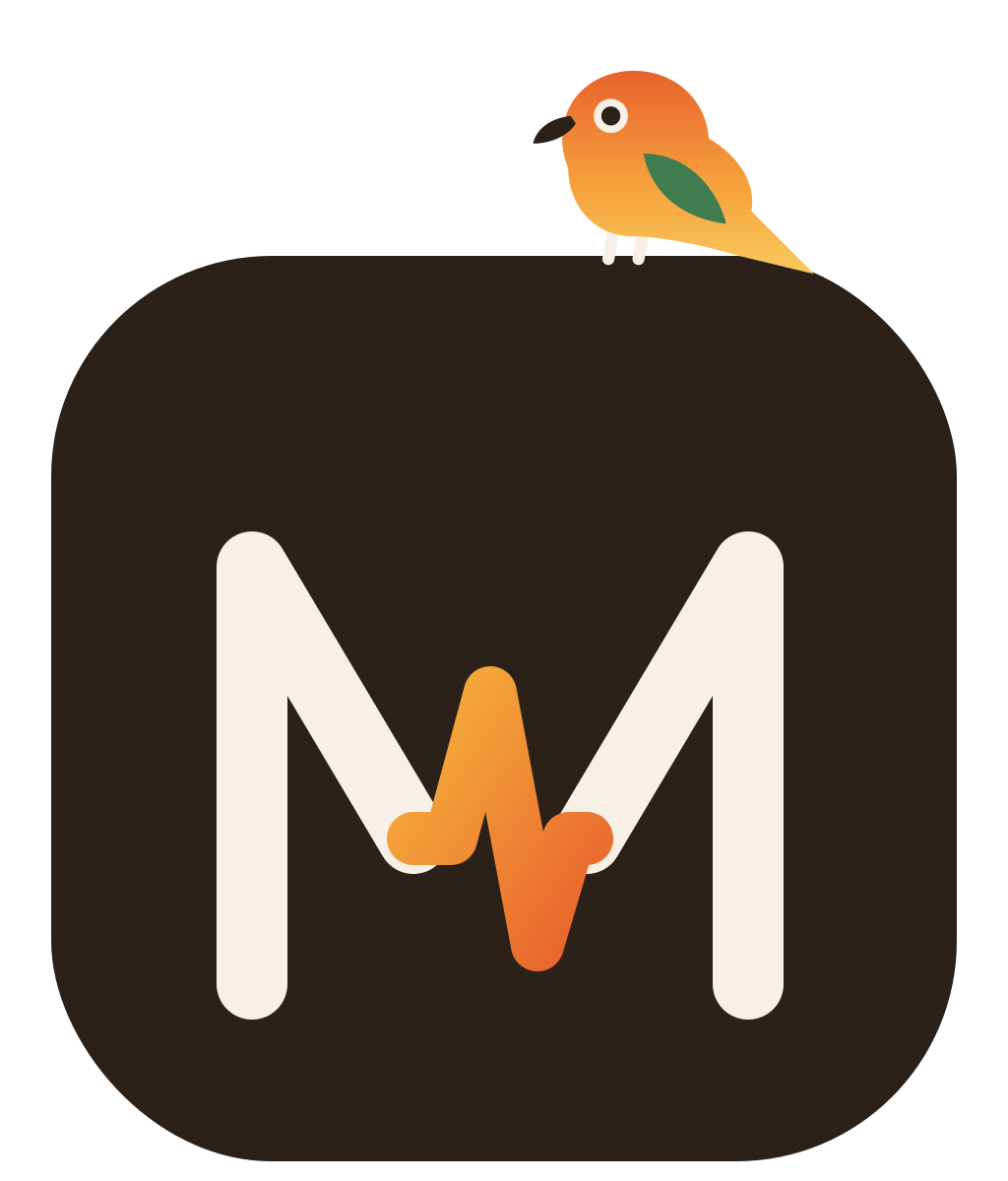 The Mitski emblem — a sun conure in the brand's orange-to-amber gradient