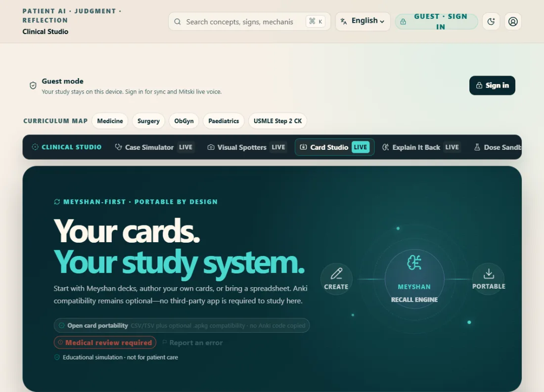Card Studio — real product screen