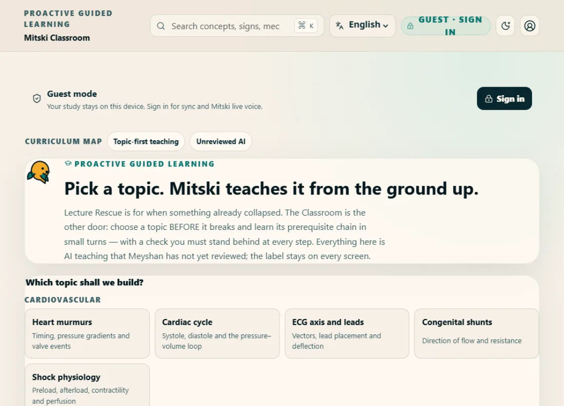 Mitski Classroom — real product screen